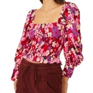 Free People Ariana Printed Top S